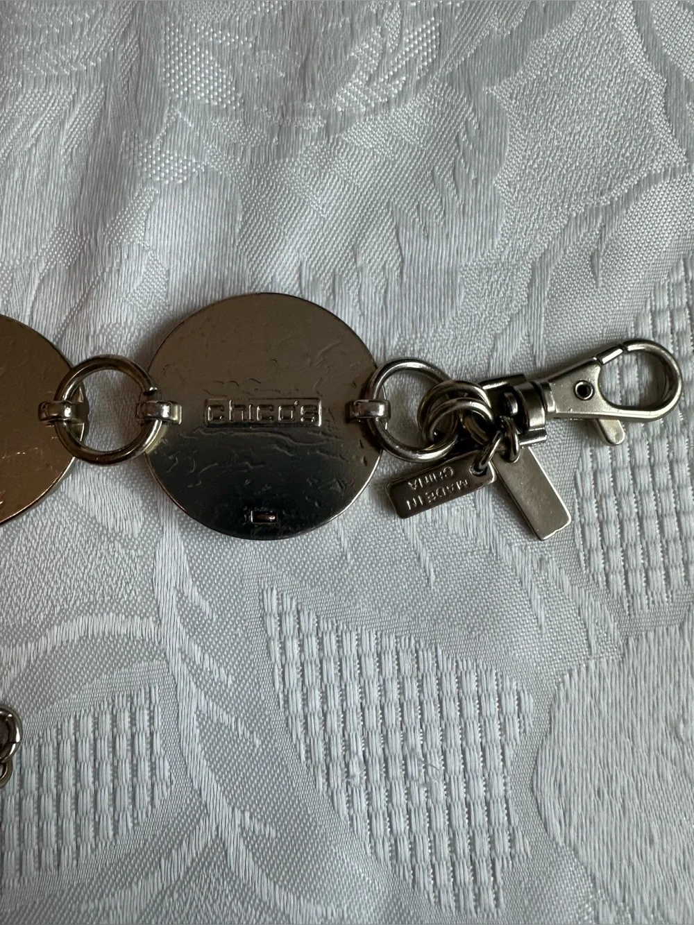 Chico’s Boho Concho Mixed-Metal Chunky Chain Belt Copper Gold Tone Metals
